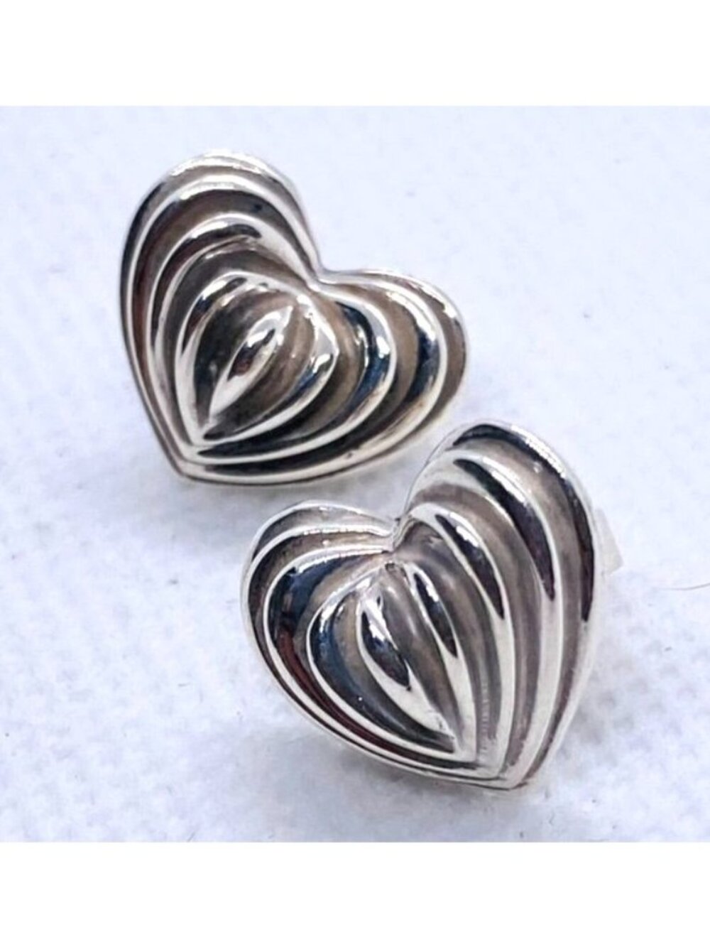 Lagos Caviar Sterling Silver 925 14K Post Heart Earrings 14mm